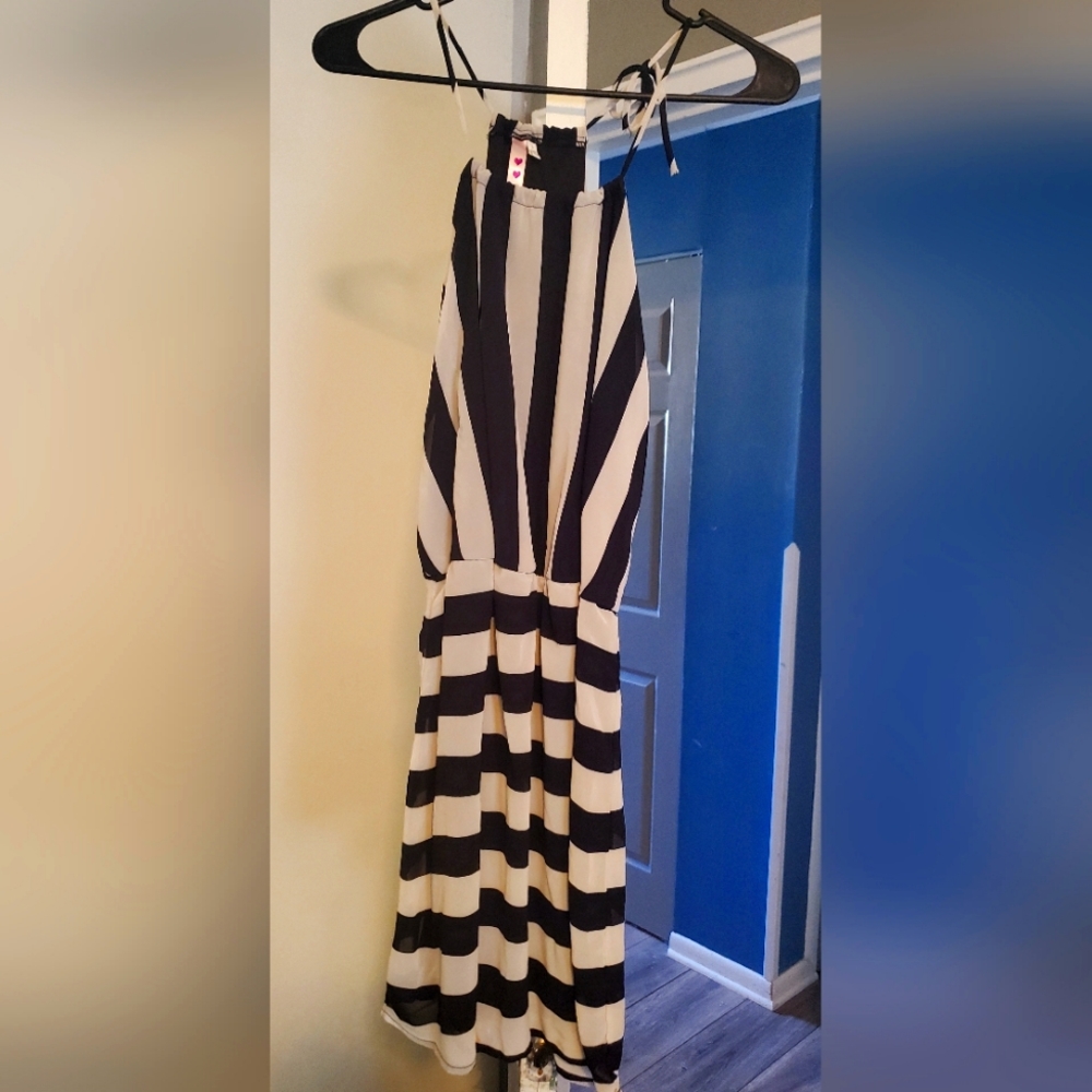 Black and white strip dress
